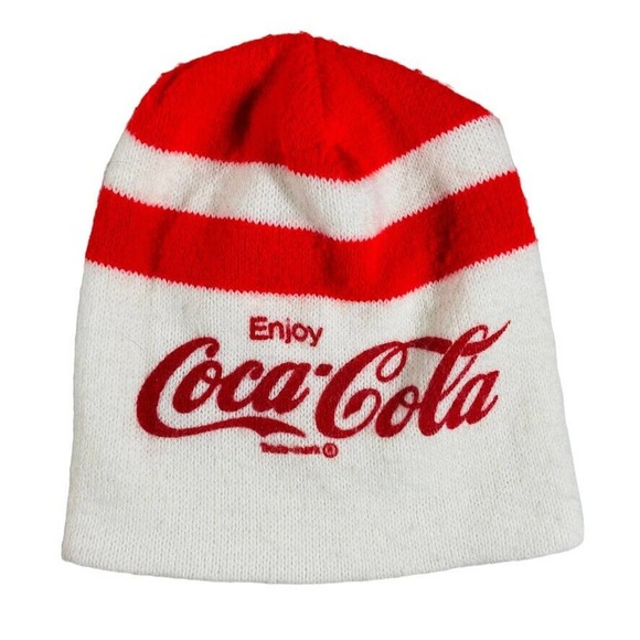 Coca Cola vintage knit hat winter cap 80s Coke made in USA - Picture 1 of 3